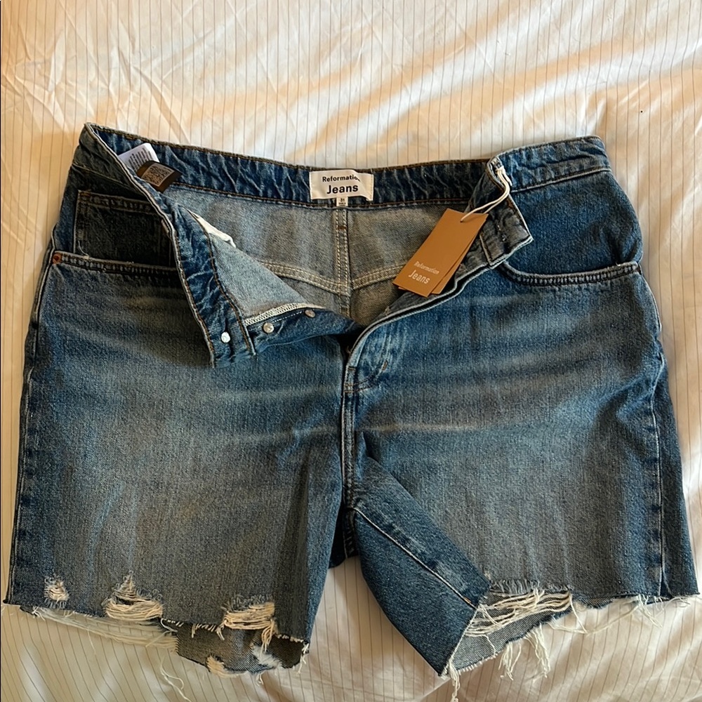 Reformation Raye Mid Rise Relaxed Jean Shorts in Denver 31